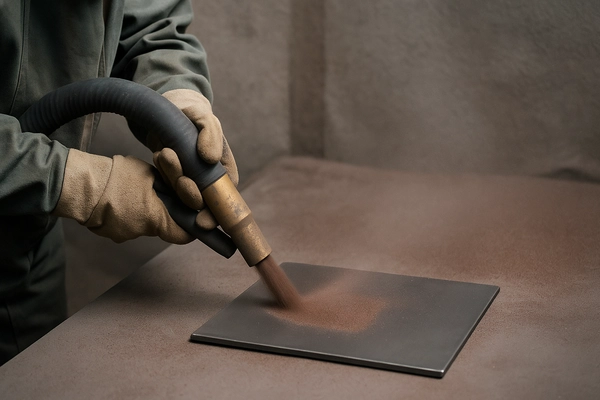 What does brown fused alumina sandblasting do to metal?